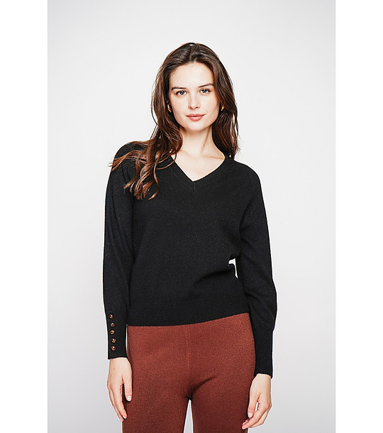 Дамски оversize пуловер в черно снимка