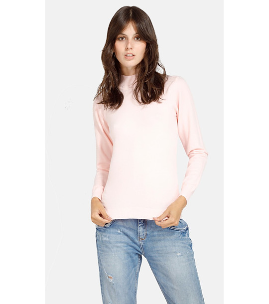 Бледорозов дамски пуловер с кашмир снимка