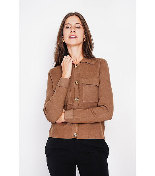 Дамска кафява жилетка с кашмир снимка