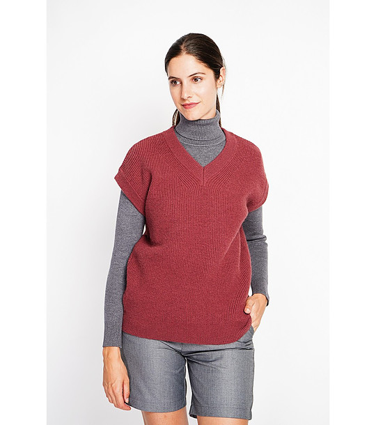 Дамски пуловер без ръкави в бордо снимка