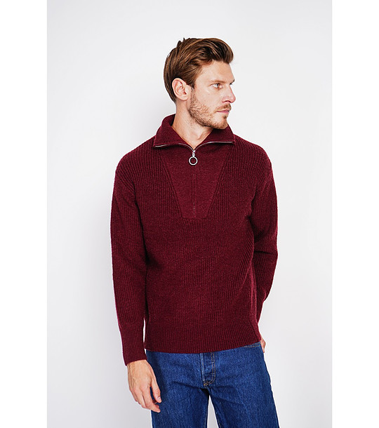 Мъжки пуловер в бордо снимка
