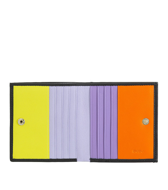 Черен мъжки кожен портфейл Duane	с цветни отделения и RFID защита снимка