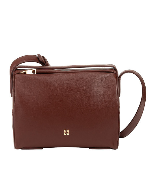 Дамска кожена чанта в цвят шоколад Ethel снимка