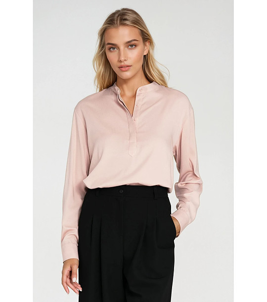 Бежова оversize дамска блуза снимка