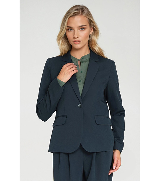 Дамско вталено сако в тъмносиньо снимка