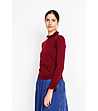 Дамски пуловер в бордо с къдрички-3 снимка