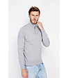 Мъжки сиво пуловер с висока яка и цип-1 снимка