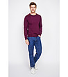 Мъжки пуловер в бордо с контрастни платки-2 снимка