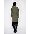 Дълга дамска жилетка с кашмир в цвят каки с колан-1 снимка