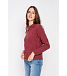 Дамски пуловер в бордо с асиметрична яка-0 снимка