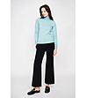 Дамски пуловер в тюркоаз-0 снимка