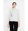 Дамски оversize пуловер в светлосиво-3 снимка