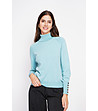 Дамски оversize пуловер в тюркоаз-0 снимка