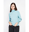 Дамски оversize пуловер в тюркоаз-4 снимка