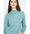 Дамски зимен термо пуловер в тюркоаз-4 снимка