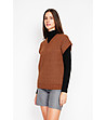 Дамски пуловер без ръкави в кафяво-2 снимка