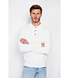 Мъжки пуловер с яка в цвят крем-0 снимка