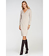 Бежова рокля с дълъг ръкав-0 снимка