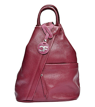 Дамска раница от естествена кожа Julie в бордо снимка