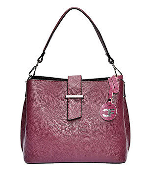 Дамска кожена чанта в бордо Albana снимка