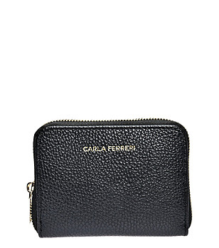 Черно дамско портмоне от естествена кожа Alenia снимка