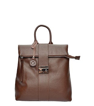 Кафява дамска раница от естествена кожа Sima снимка