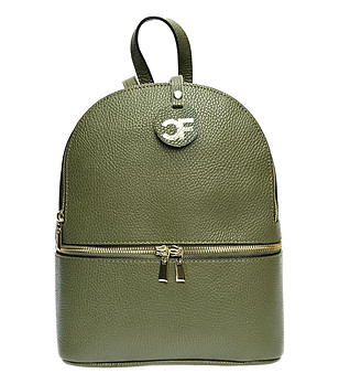 Дамска раница от естествена кожа в зелено  Elsie снимка