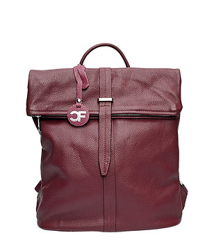 Кожен дамска раница в нюанс на бордо снимка