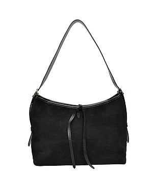 Черна дамска чанта от велур снимка