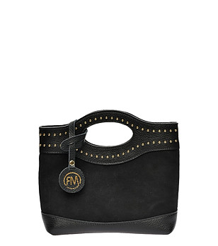 Дамска кожена чанта в черно снимка