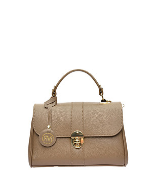 Дамска кожена чанта в цвят таупе Sanoma снимка