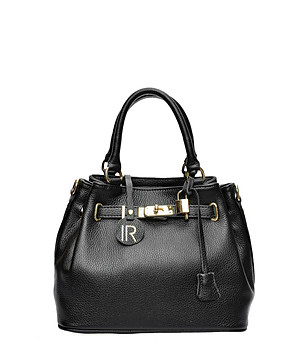 Черна дамска кожена чанта снимка