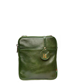 Зелена кожена crossbody чанта снимка