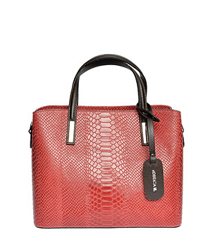 Дамска кожена чанта в червен нюанс Jane снимка