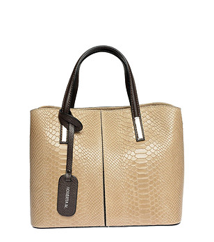 Дамска кожена чанта в бежов нюанс Jane снимка