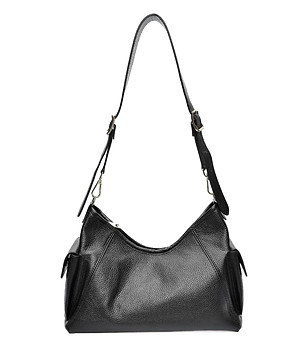 Дамска черна кожена чанта снимка