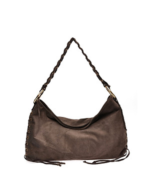 Кафява велурена чанта снимка