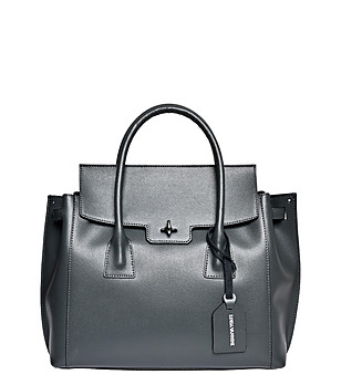 Сива дамска чанта от естествена кожа Sidney снимка