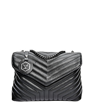 Малка дамска кожена чанта в черен цвят Telmia снимка