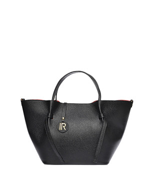 Дамска трапецовидна черна чанта с несесер снимка