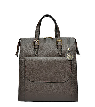 Дамска кожена раница в тъмнокафяво Tilina снимка