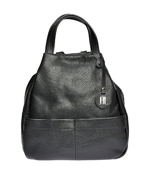 Дамска кожена раница в черен цвят Silia снимка