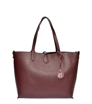 Тъмночервена кожена дамска чанта Anna снимка