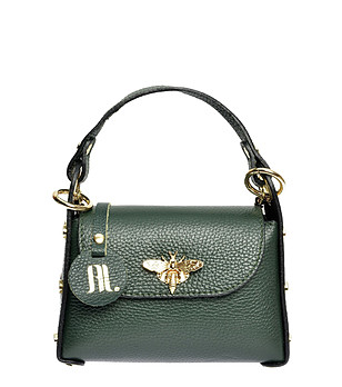 Дамска кожена чанта Sibel в тъмнозелен нюанс снимка