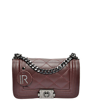 Малка дамска чанта от естествена кожа Jemima в цвят бордо снимка