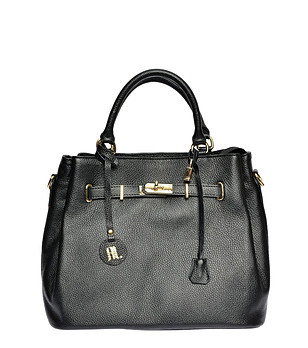 Дамска кожена чанта в черен цвят Olana снимка