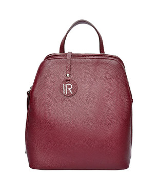 Дамска раница в бордо от естествена кожа Ema снимка