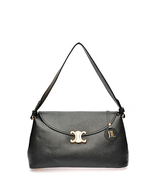 Черна дамска чанта от естествена кожа снимка