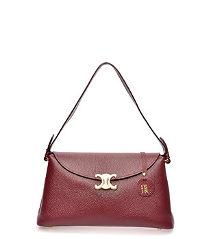 Дамска трапецовидна чанта в бордо снимка