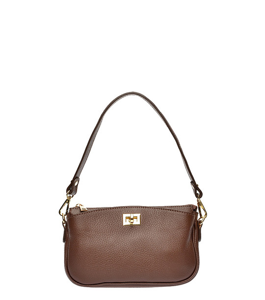 Кафява дамска кожена чанта снимка